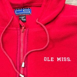 Vintage 90s Ole Miss Crable Sportswear Hooded Fleece Vest XL Unisex Sports